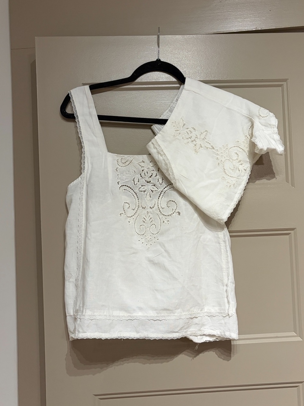 Free People True Charm Embroidered Short Set Linen Top Micro Shorts White XS NEW - Picture 8 of 10